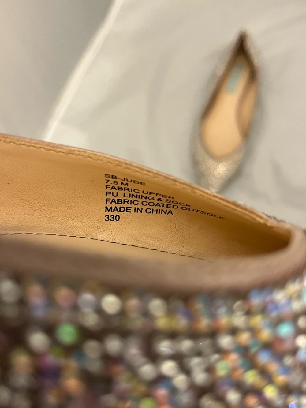 Betsey Johnson Jude Crystal-Embellished Blush Pointed Ballet Flats - Picture 10 of 13